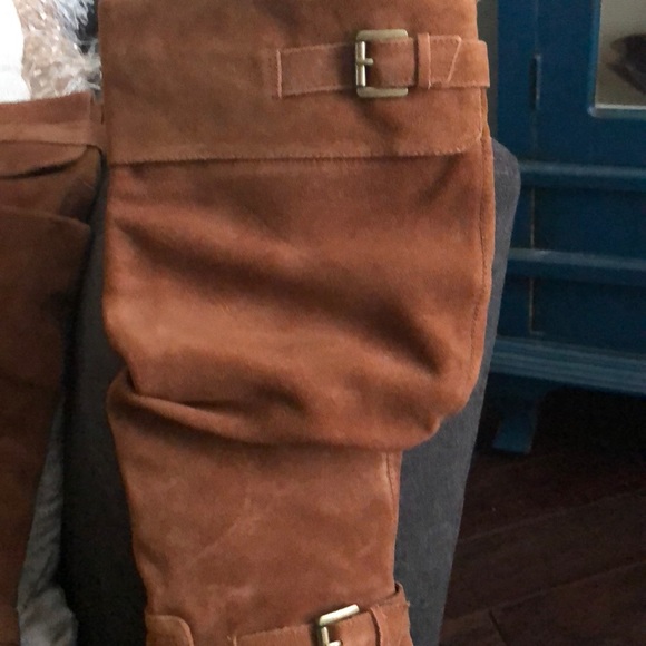 Camel Suede Calf Boots Size 8 - Picture 2 of 4